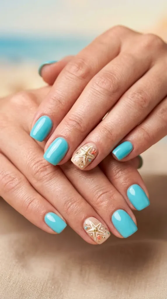 Starfish Accent Gel Nails