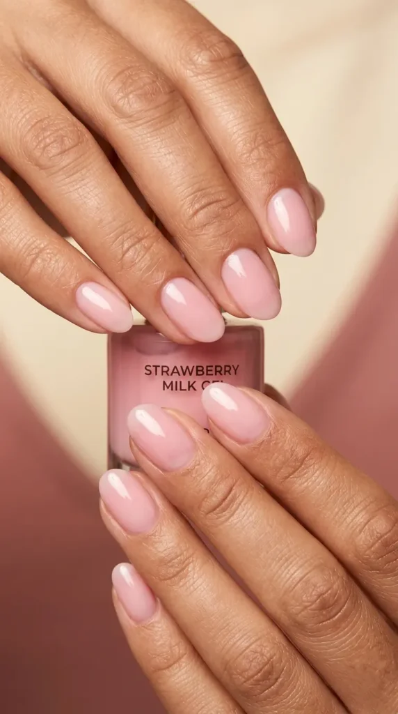 Strawberry Milk Gel Nails