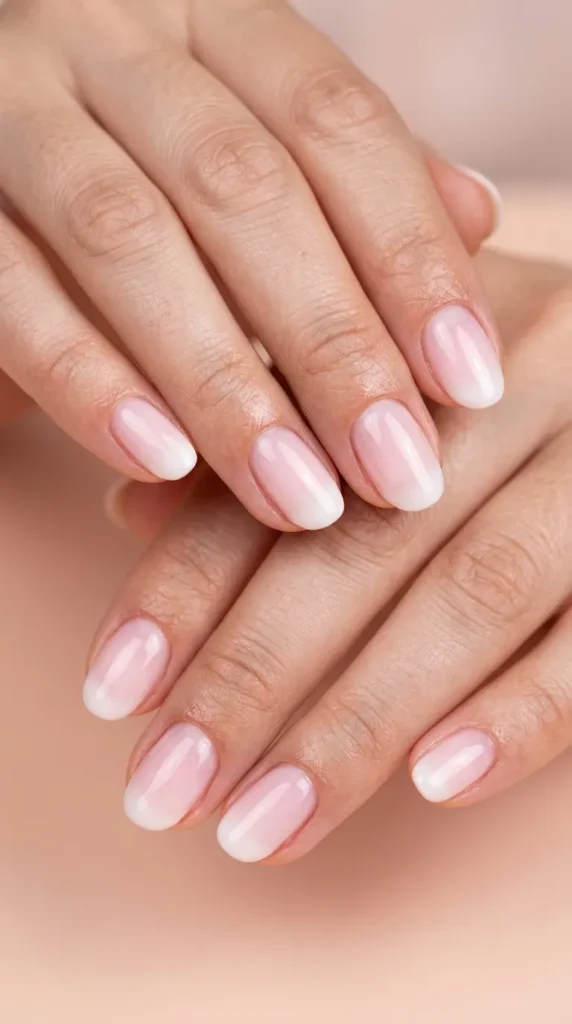 Strawberry Milk Nails (Soft Pink + White Blend)