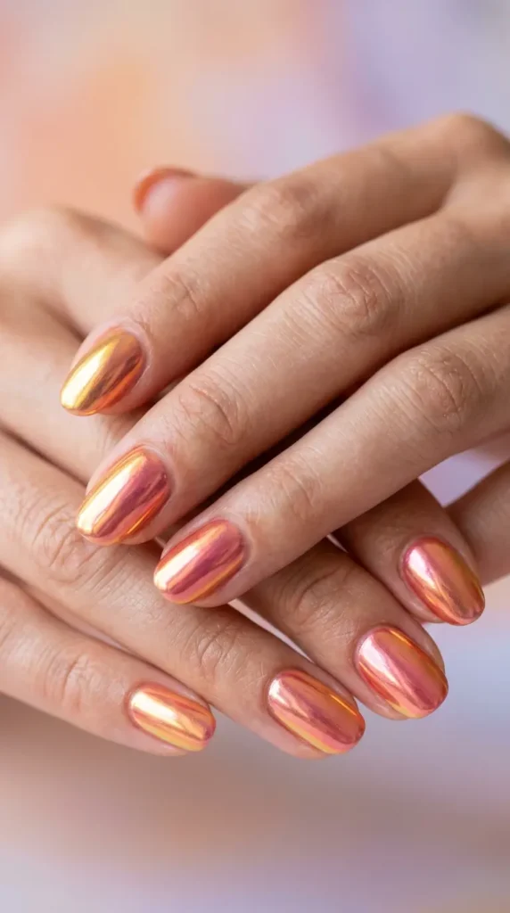 Sunset chrome mirror nails