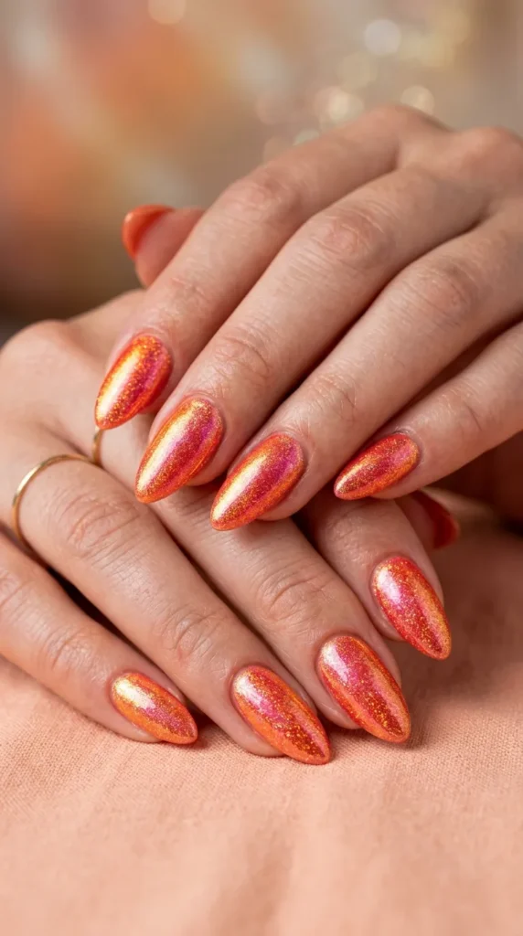 Sunset Chrome Reflective Nails