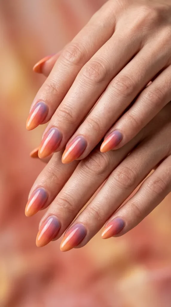 Sunset Gradient Almond Nails