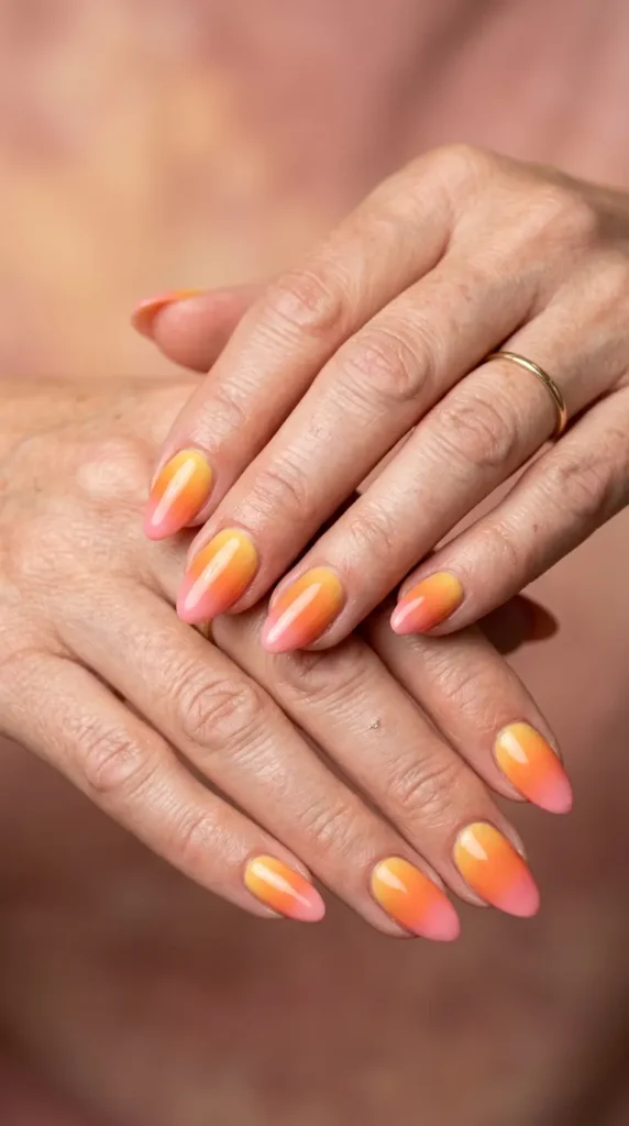 Sunset Gradient Gel Nails