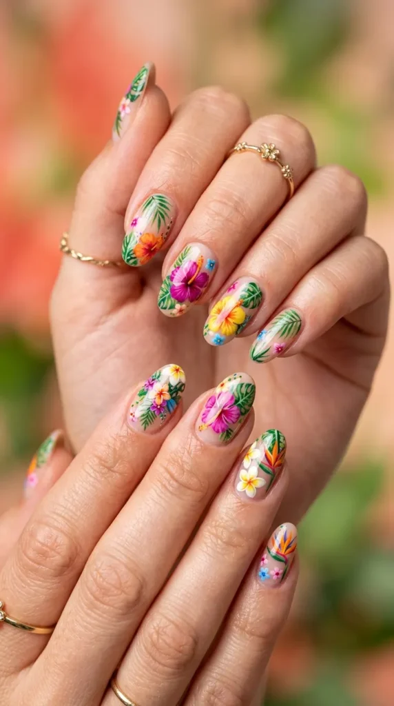 Tropical Flower Nails