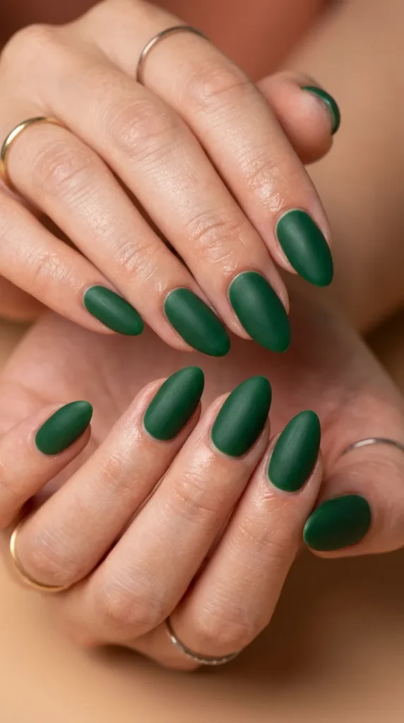 Tropical Leaf Green Matte Nails