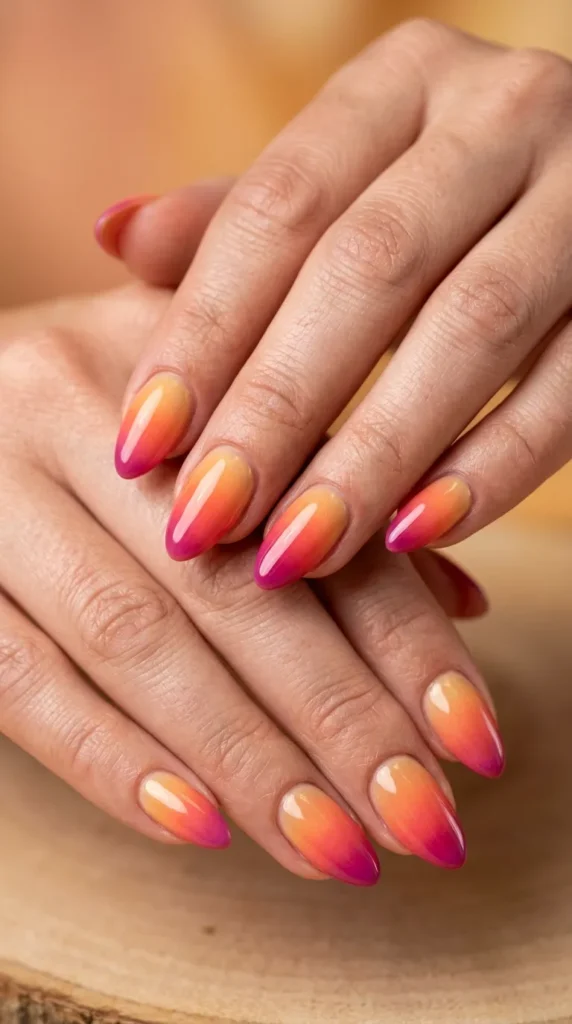 Tropical Sunset Gradient Nails