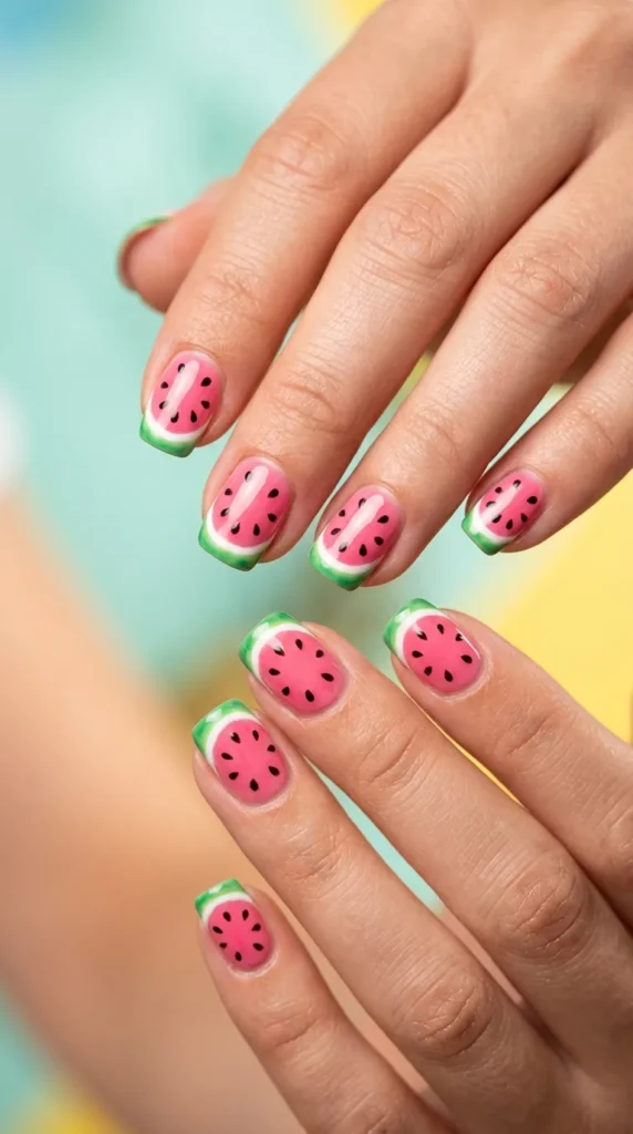 Watermelon Slice Nail Art Designs