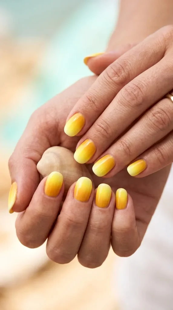 yellow sun-kissed ombr nails