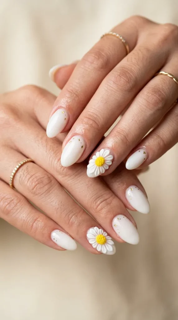 3D daisy accent nails