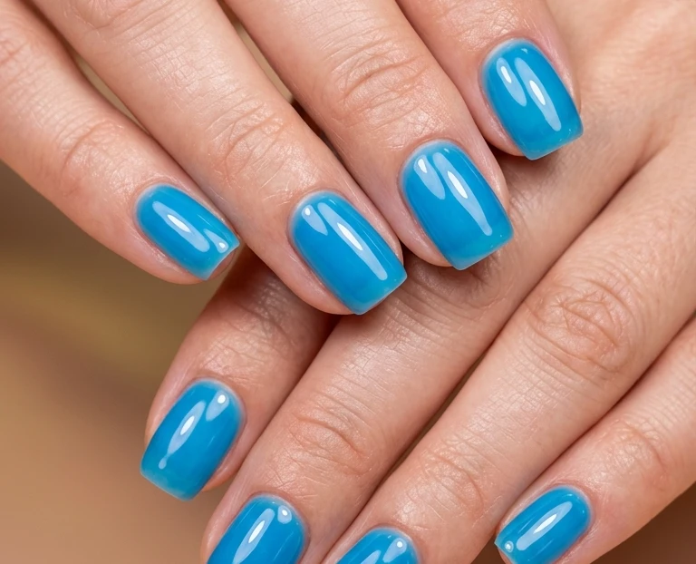 Bright Blue Summer Nails