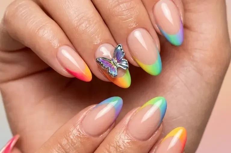 Summer Rainbow French Nail Designs
