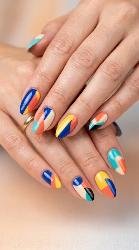 Abstract Color Block Nails