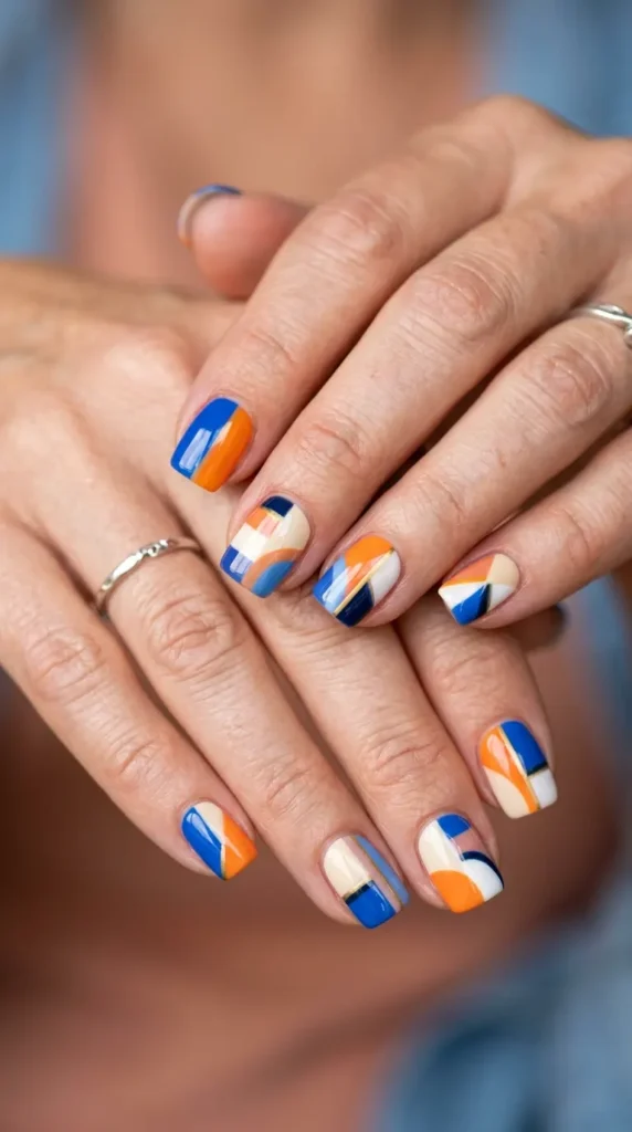 Abstract Color Block Square Nails