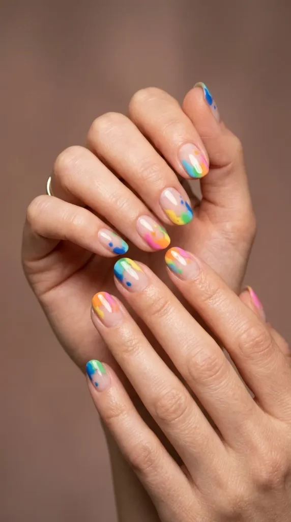 Abstract Rainbow French Manicure