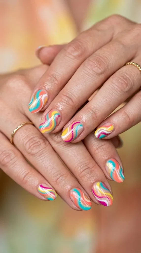 Abstract swirl nails