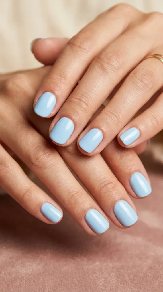 Baby Blue Minimal Nails