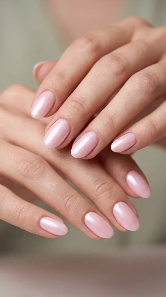Baby Pink Pearl Nails