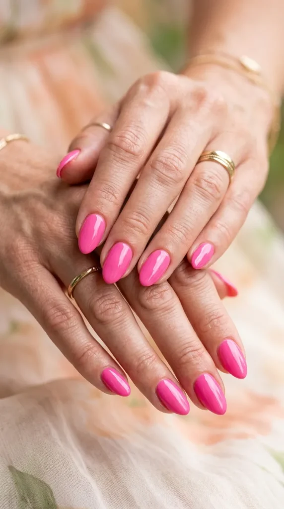 Barbie pink glossy nails