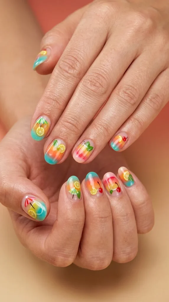 Beach Cocktail Nail Art