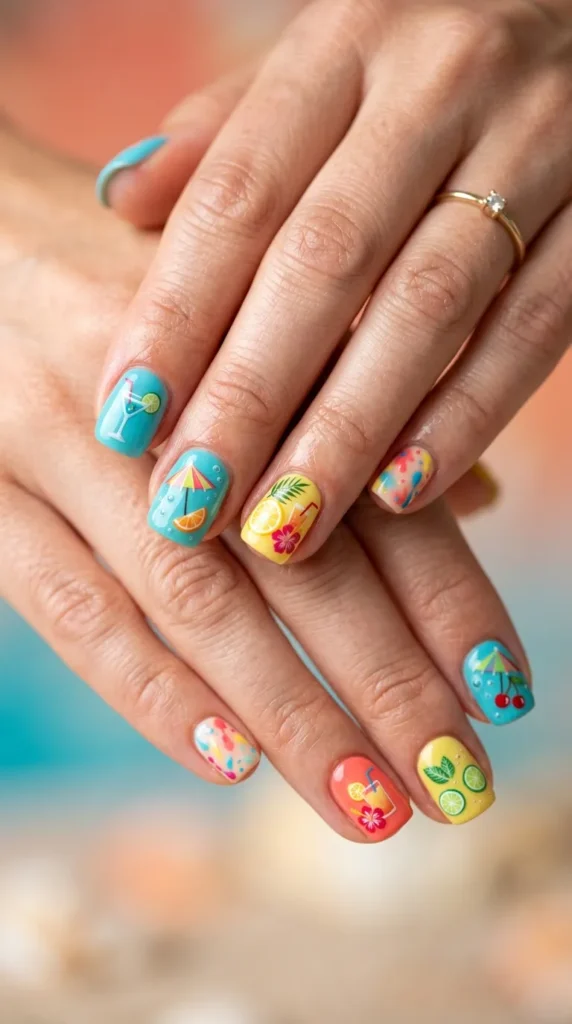 Beach Cocktail Nail Designs