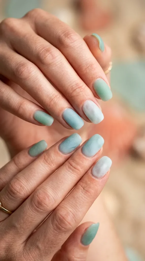 Beach Glass Inspired Nails
