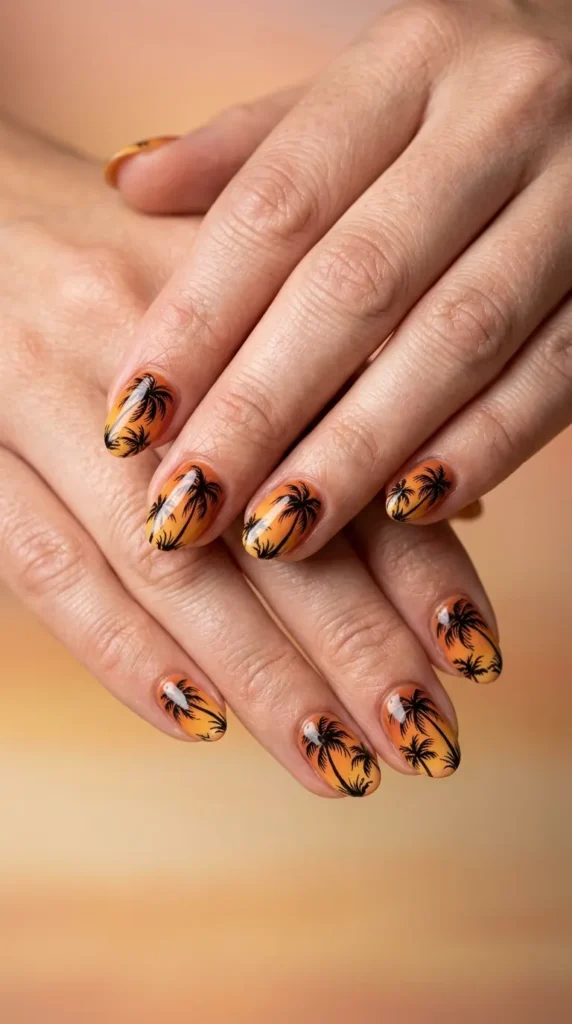 Beachy Palm Tree Nails