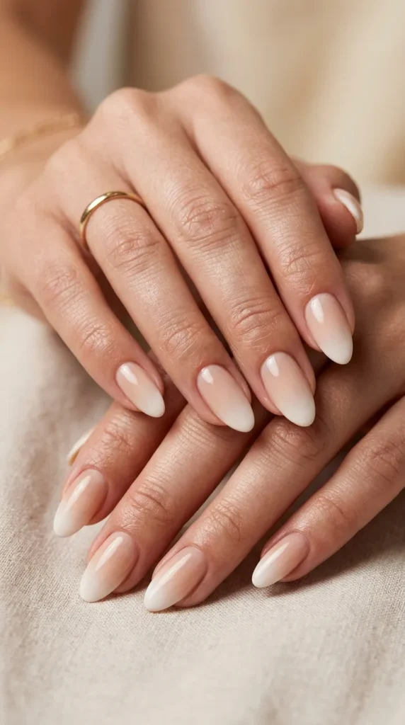 Beige French Fade Nails