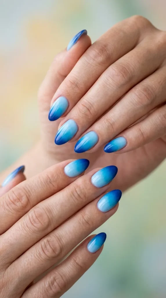 Blue Ombre Summer Nails