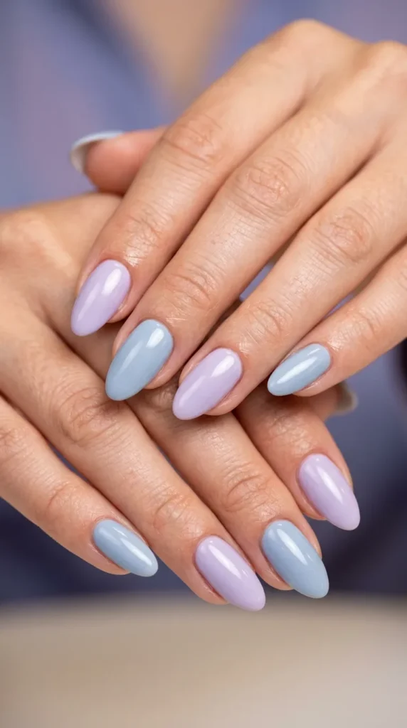 Blueberry Milk & Lavender Combo Nails