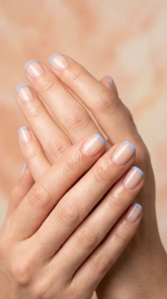 Blueberry Milk Micro French Nails