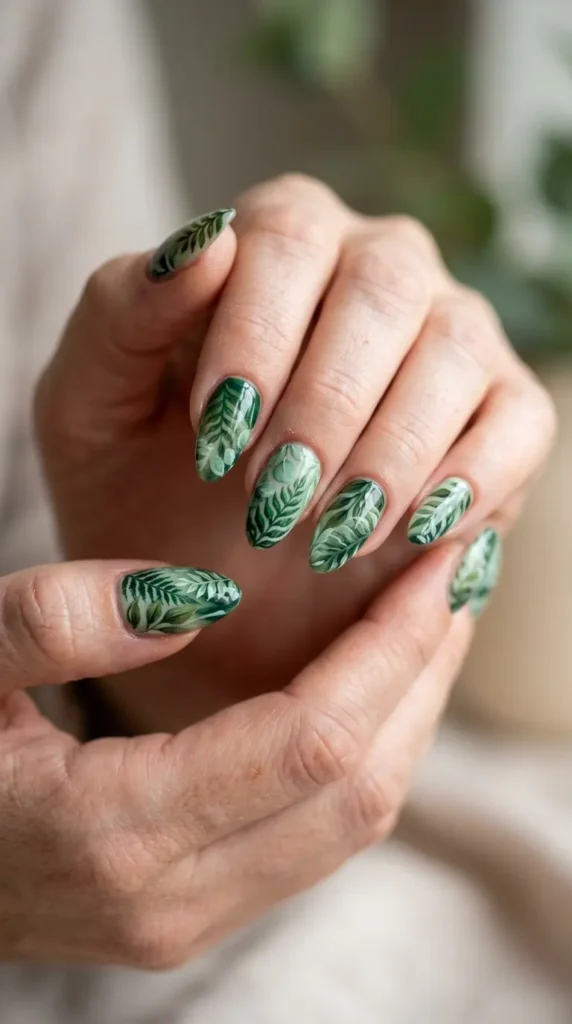 Botanical Leaf Nail Art