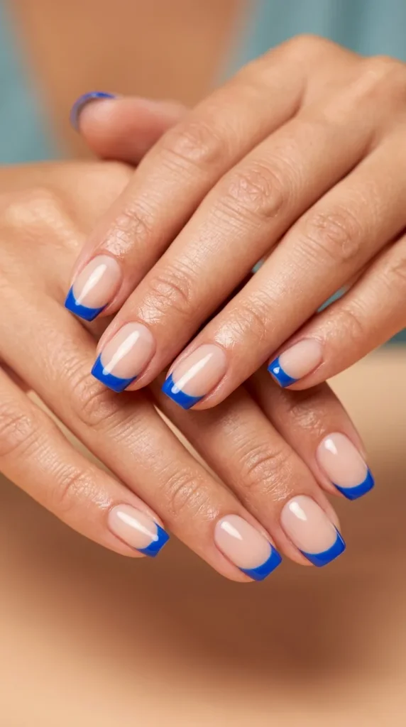 Bright Blue French Tip Nails