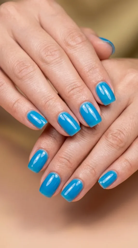 Bright Blue Jelly Nails