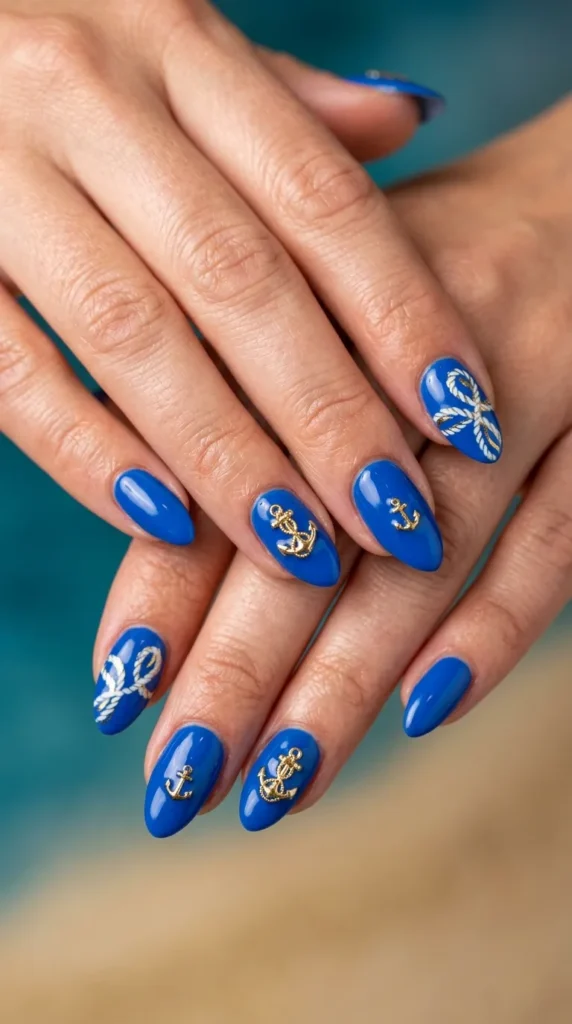 Bright Blue Seaside Nails