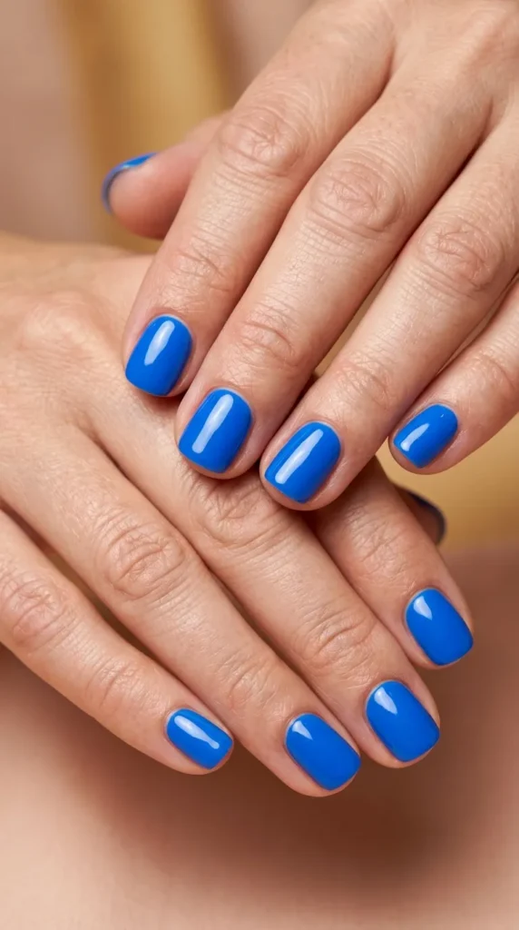 Bright Blue Short Summer Nails