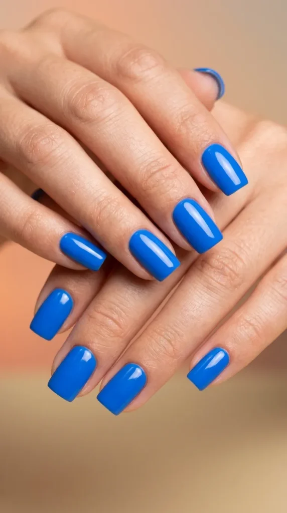 Bright Blue Square Nails