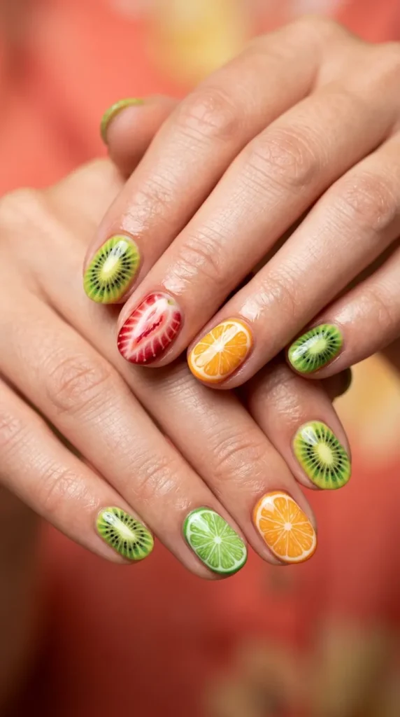 Bright Fruit Slice Nails