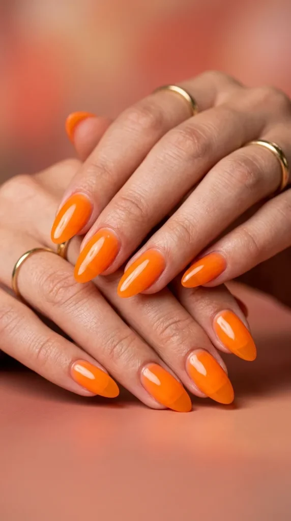 Bright Orange Jelly Nails