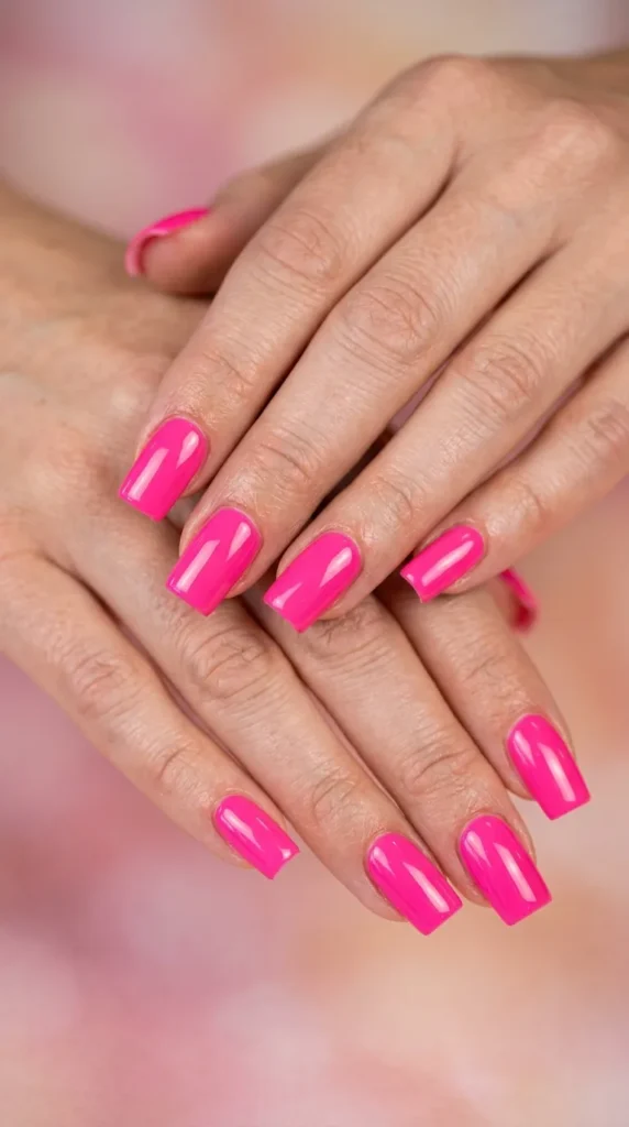 Bright Pink Square Nails
