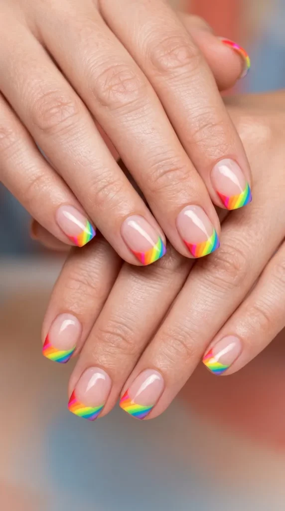 Bright Rainbow French Tips