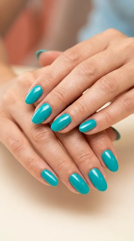 Bright teal ocean nails