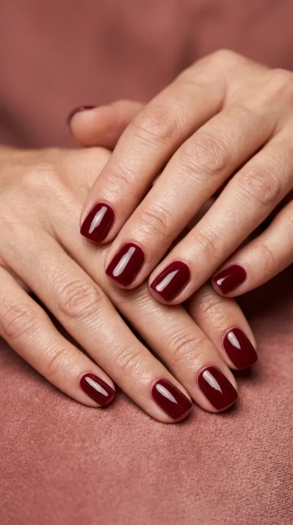 Burgundy Short Nails