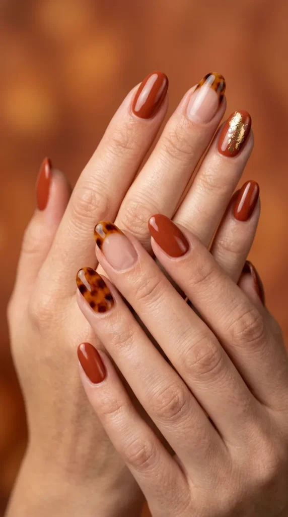 Burnt Orange Fall Transition Nails