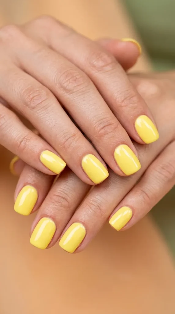 Butter Yellow Glossy Nails