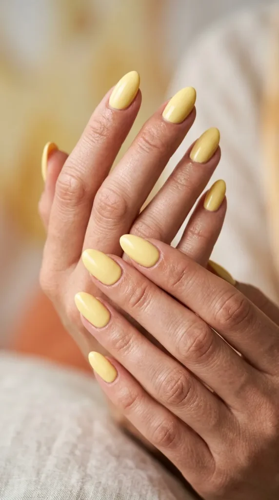Butter Yellow Simple Nails