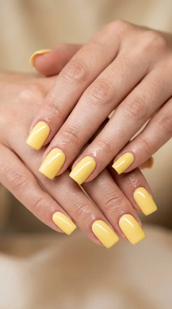 Butter Yellow Square Nails