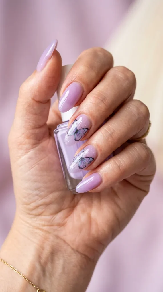 Butterfly Lavender Nail Art