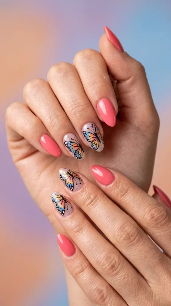 Butterfly nail art nails