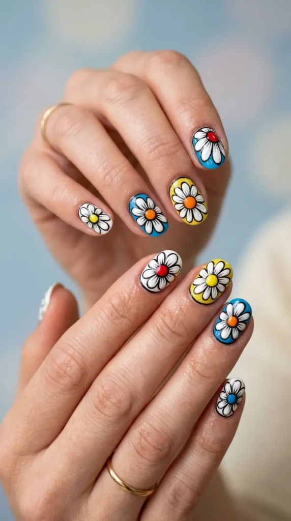 Cartoon Flower Nails