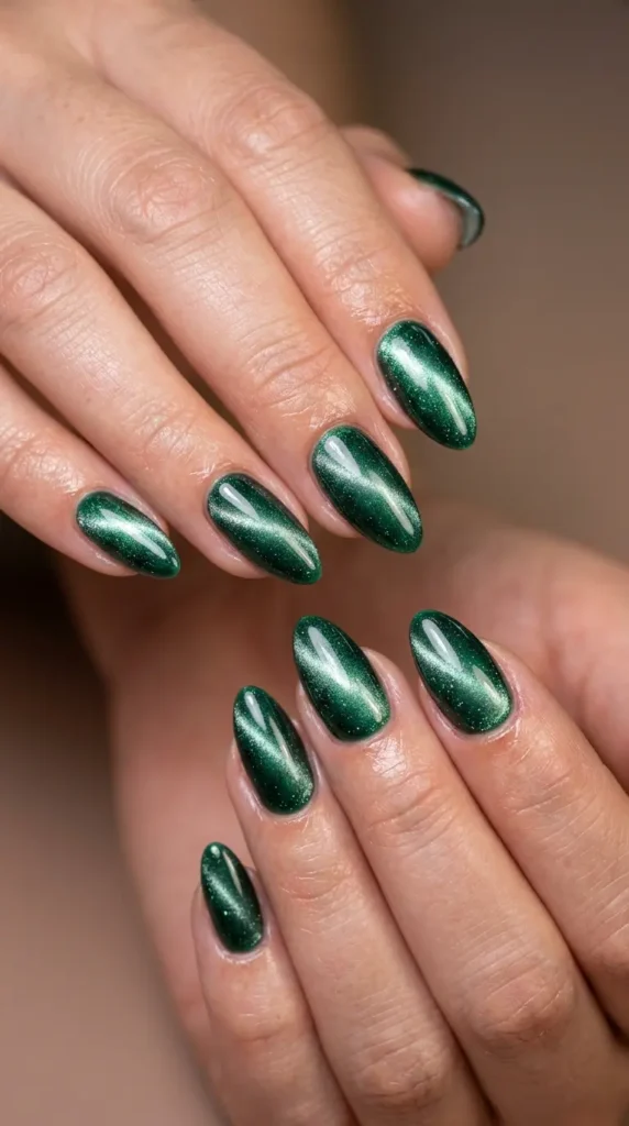 Cat Eye Green Acrylic Nails